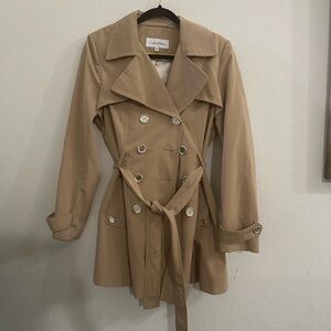 Calvin Klein Beige Double-Breasted Trench Coat